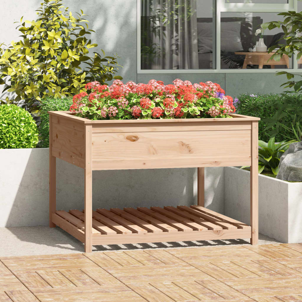 Plantekrukke med hylde 111,5x111,5x81 cm massivt fyrretræ