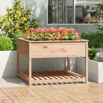 Plantekrukke med hylde 111,5x111,5x81 cm massivt fyrretræ