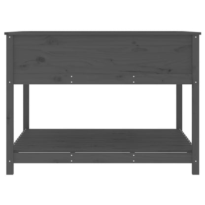 Pflanzkübel mit Ablage Grau 111,5x111,5x81 cm Massivholz Kiefer