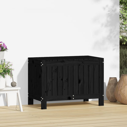 Gartentruhe Schwarz 76x42,5x54 cm Massivholz Kiefer