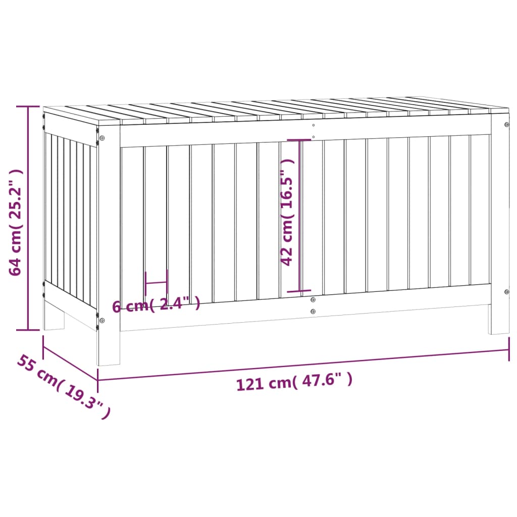 Havekiste Honningbrun 121x55x64 cm Massiv Fyr
