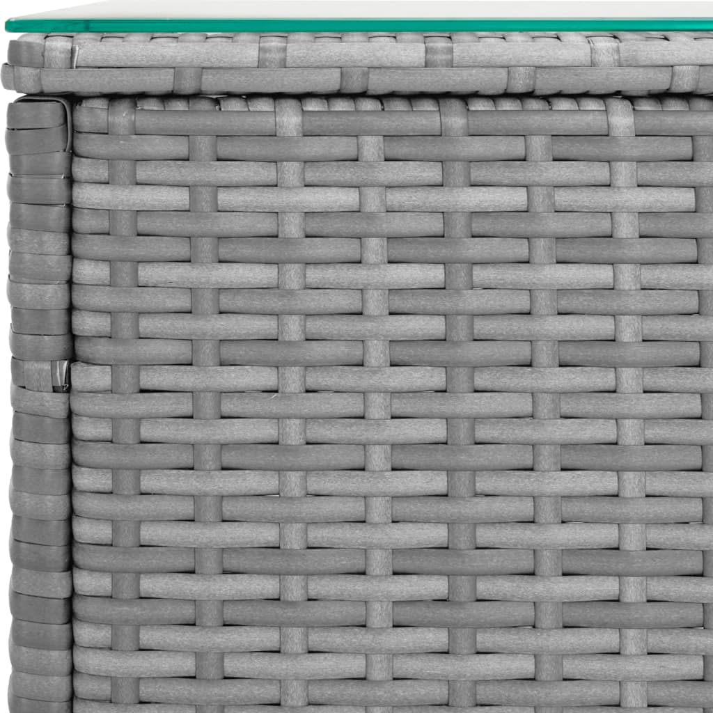 Beistelltisch Grau 40x37x40,5 cm Poly Rattan und Hartglas