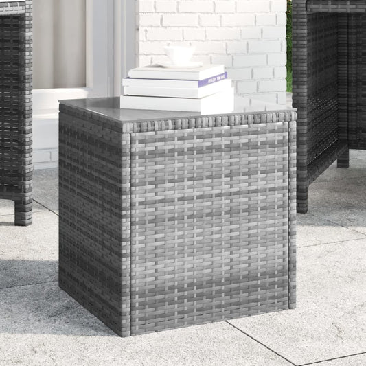 Beistelltisch Grau 40x37x40,5 cm Poly Rattan und Hartglas