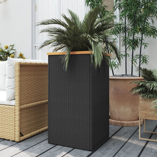 Pflanzkübel Schwarz 40x40x80 cm Poly Rattan