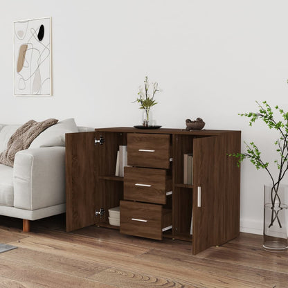 Sideboard Braun Eichen-Optik 91x29,5x65 cm Holzwerkstoff