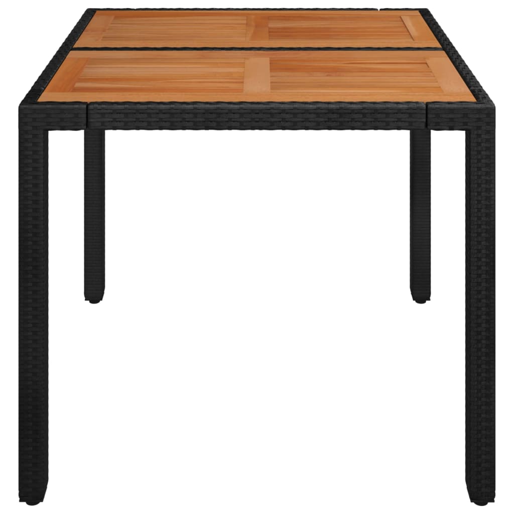 Gartentisch mit Holzplatte Schwarz 90x90x75 cm Poly Rattan
