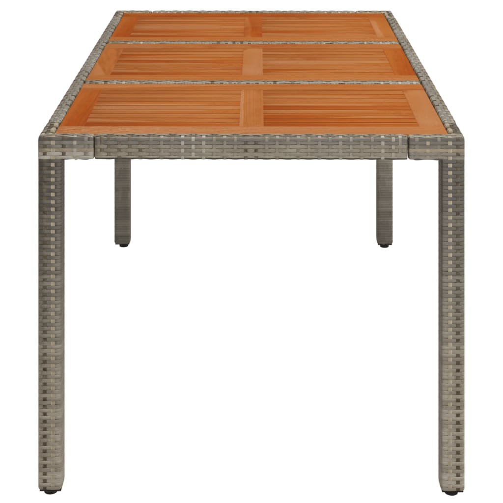 Gartentisch mit Holzplatte Grau 150x90x75 cm Poly Rattan