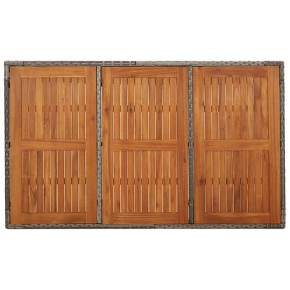 Gartentisch mit Holzplatte Grau 150x90x75 cm Poly Rattan