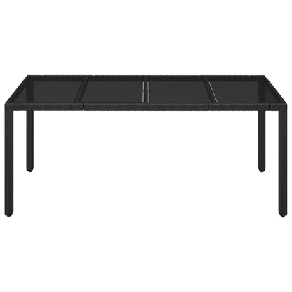 Gartentisch mit Glasplatte Schwarz 190x90x75 cm Poly Rattan