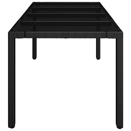 Gartentisch mit Glasplatte Schwarz 190x90x75 cm Poly Rattan