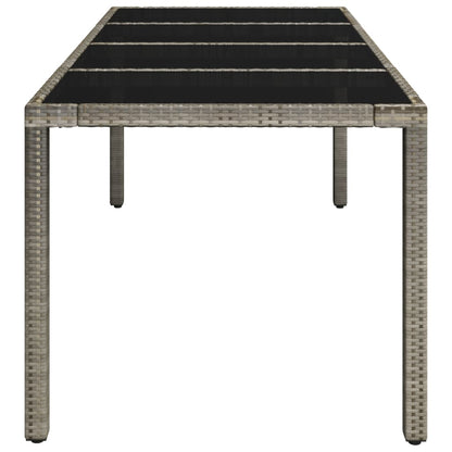 Gartentisch mit Glasplatte Grau 190x90x75 cm Poly Rattan