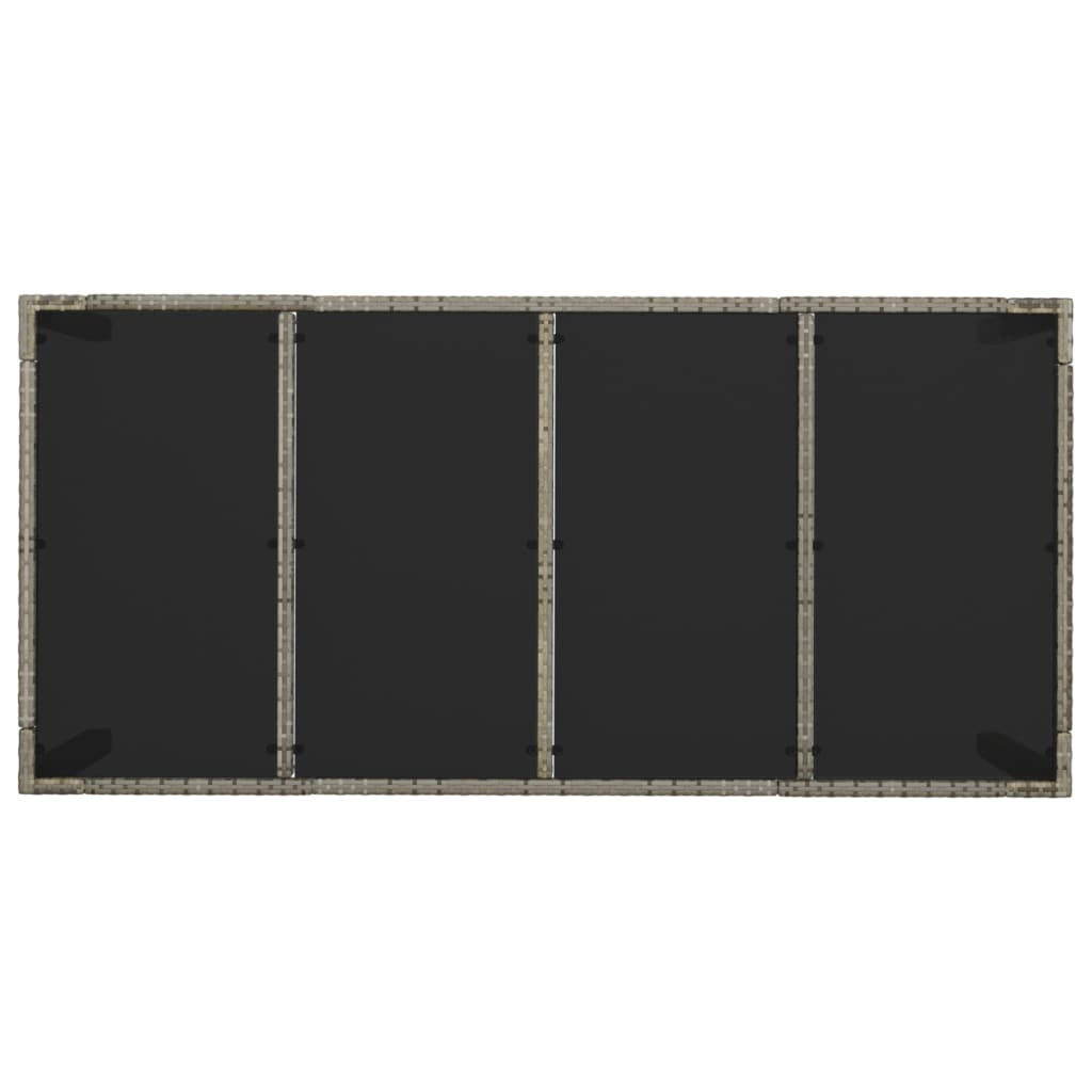 Gartentisch mit Glasplatte Grau 190x90x75 cm Poly Rattan