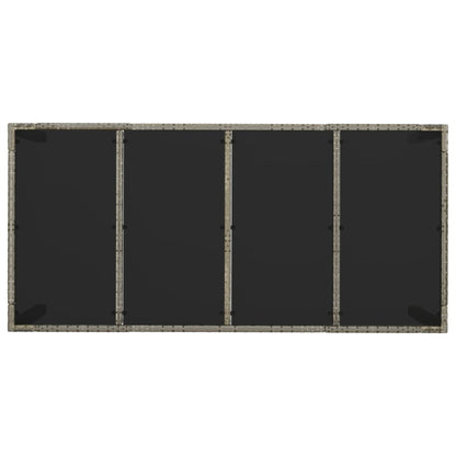 Gartentisch mit Glasplatte Grau 190x90x75 cm Poly Rattan
