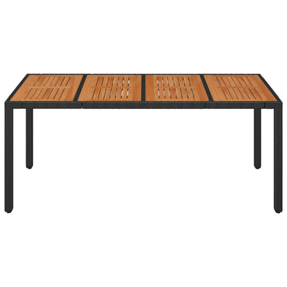 Gartentisch mit Holzplatte Schwarz 190x90x75 cm Poly Rattan