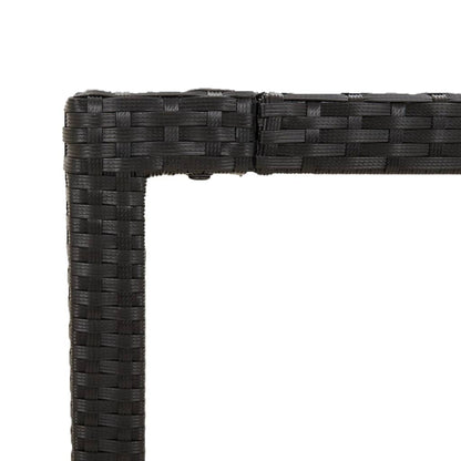Gartentisch mit Holzplatte Schwarz 190x90x75 cm Poly Rattan