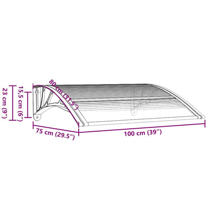 Türvordach Schwarz 100x75 cm Polycarbonat