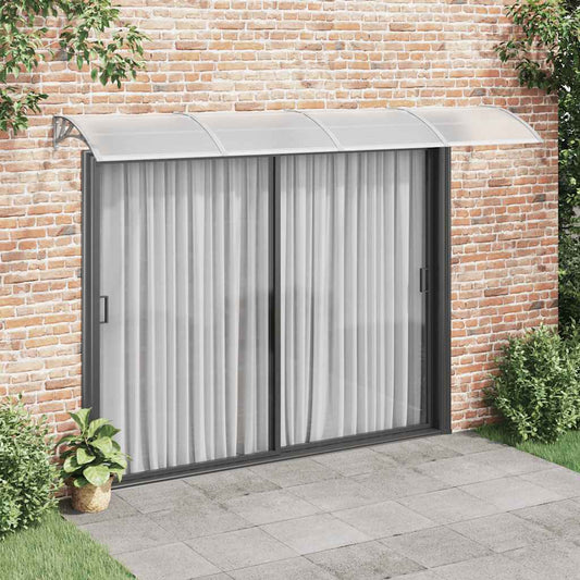 Türvordach Grau und Transparent 350x75 cm Polycarbonat