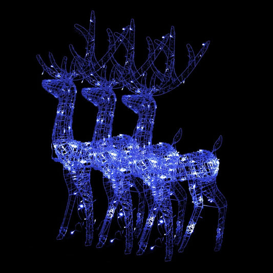 LED-Rentiere 3 Stk. Acryl 120 cm Blau