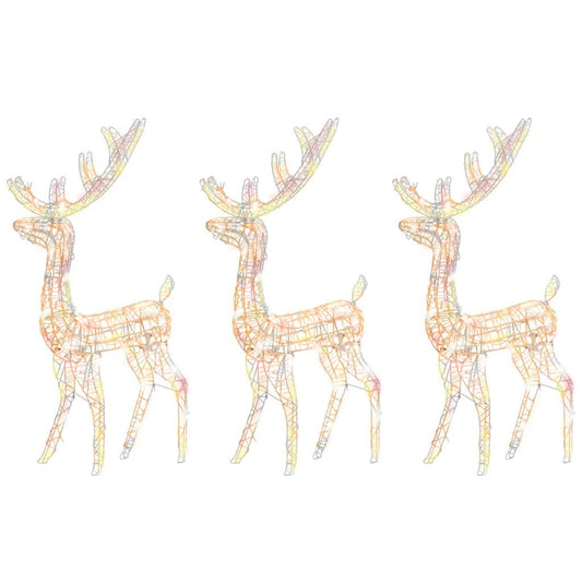 Rentier Weihnachtsdekoration Acryl 3 Stk. 120 cm Mehrfarbig