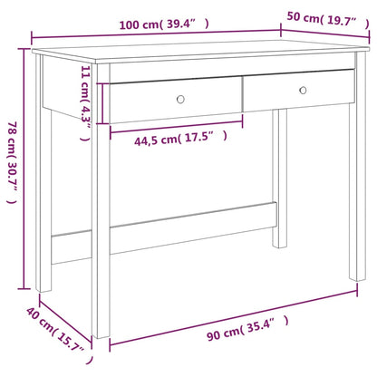 Schreibtisch mit Schubladen Honigbraun 100x50x78 cm Massivholz