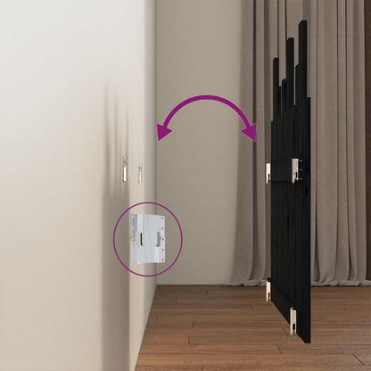 Wand-Kopfteil Schwarz 82,5x3x80 cm Massivholz Kiefer