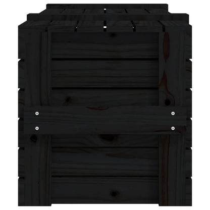 Truhe Schwarz 91x40,5x42 cm Massivholz Kiefer