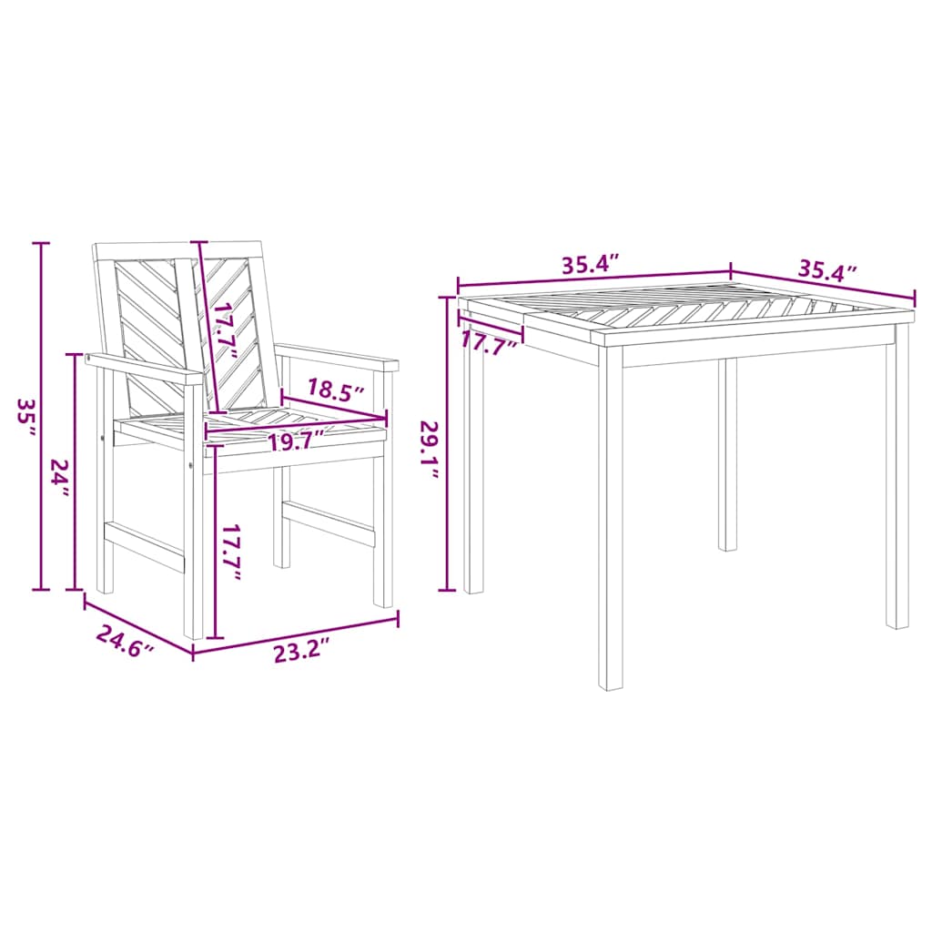 Garten Essgruppe 5 pcs Braun 90 x 90 x 74 cm Akazie Massivholz