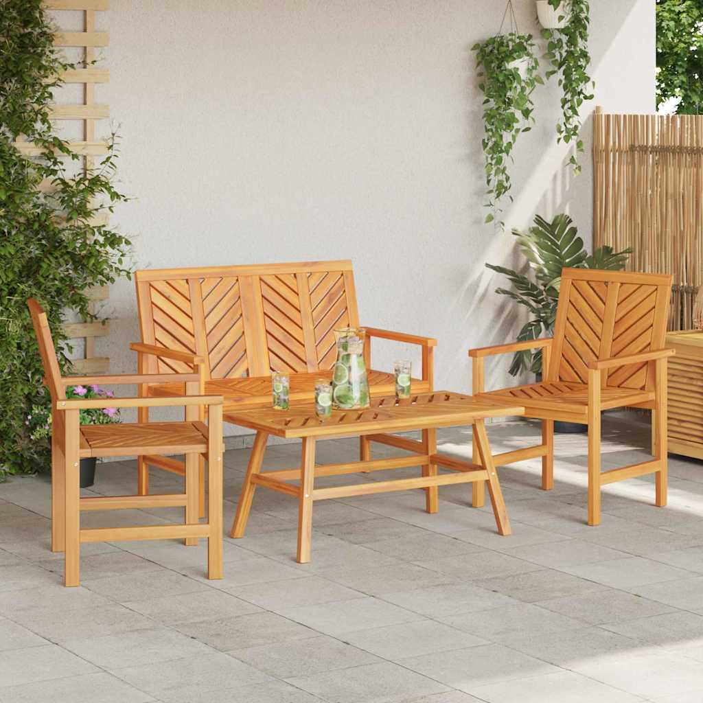 Garten Lounge Set Braun Massivholz Akazie