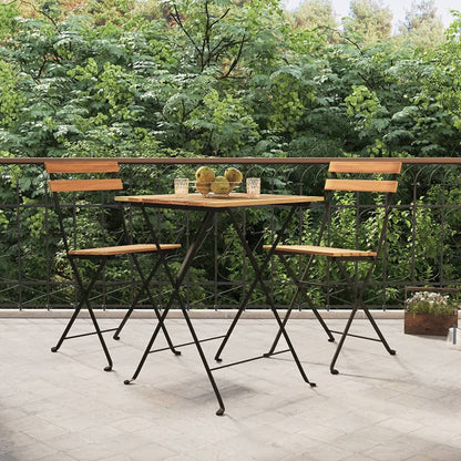 Bistrostühle Klappbar 2 Stk. Massivholz Teak und Stahl
