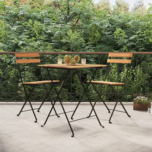 Bistrostühle Klappbar 2 Stk. Massivholz Teak und Stahl