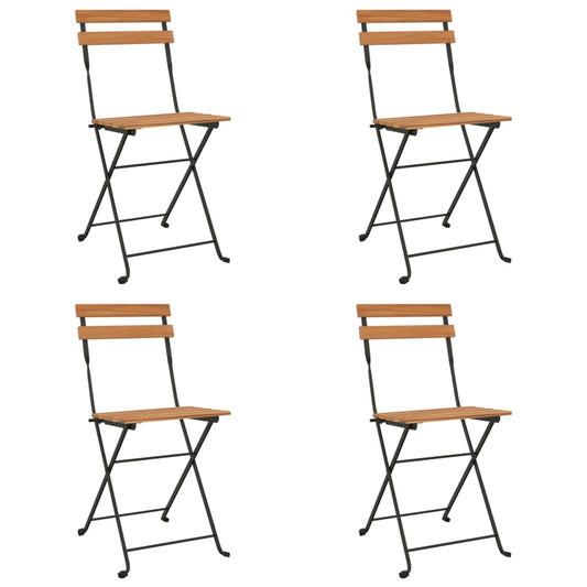 Bistrostühle 4 Stk. Klappbar Massivholz Teak und Stahl