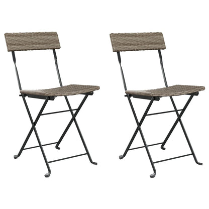 Bistrostühle 2 Stk. Klappbar Grau Poly Rattan und Stahl