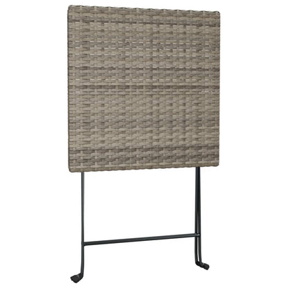 3-tlg. Bistro-Set Klappbar Grau Poly Rattan