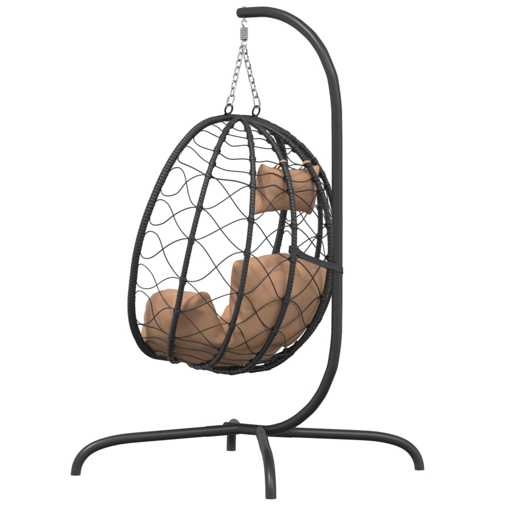 Hängesessel mit Kissen Taupe Poly Rattan & Stahl