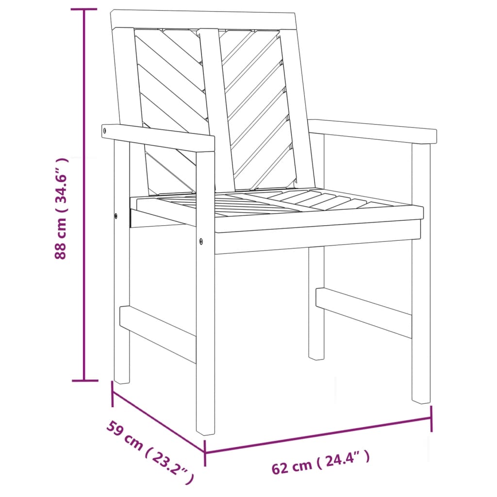 Garten-Essstühle 3 Stk. Massivholz Akazie