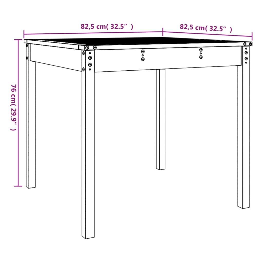 Gartentisch Grau 82,5x82,5x76 cm Massivholz Kiefer