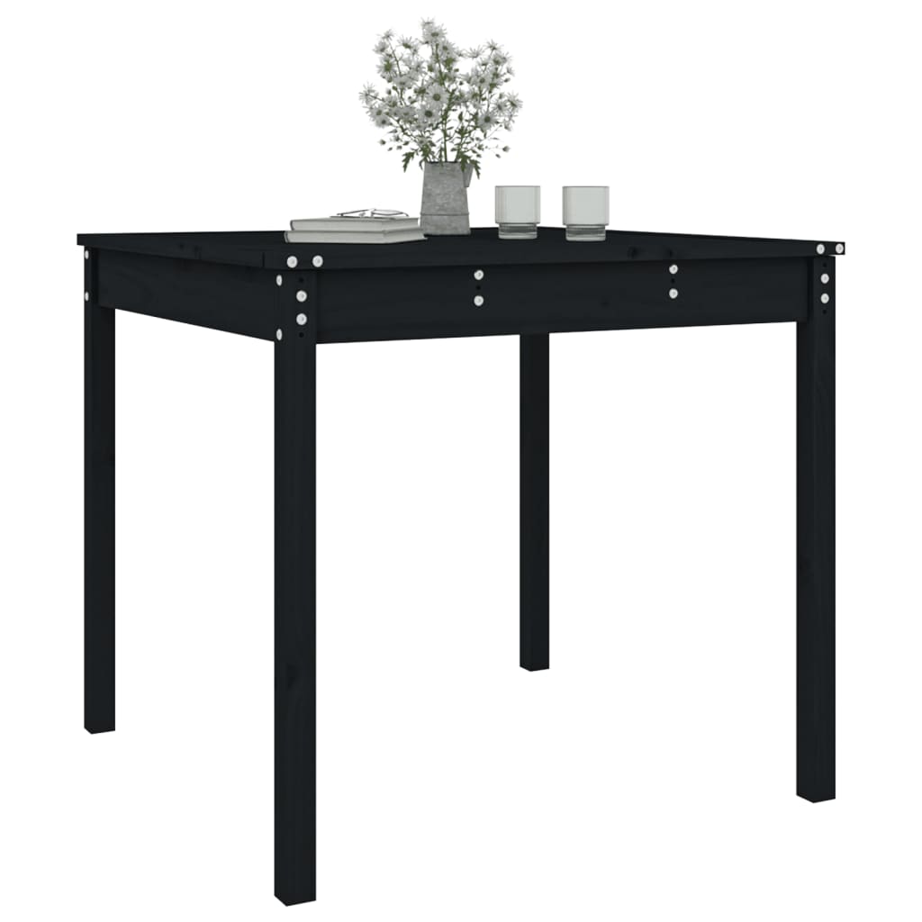 Gartentisch Schwarz 82,5x82,5x76 cm Massivholz Kiefer