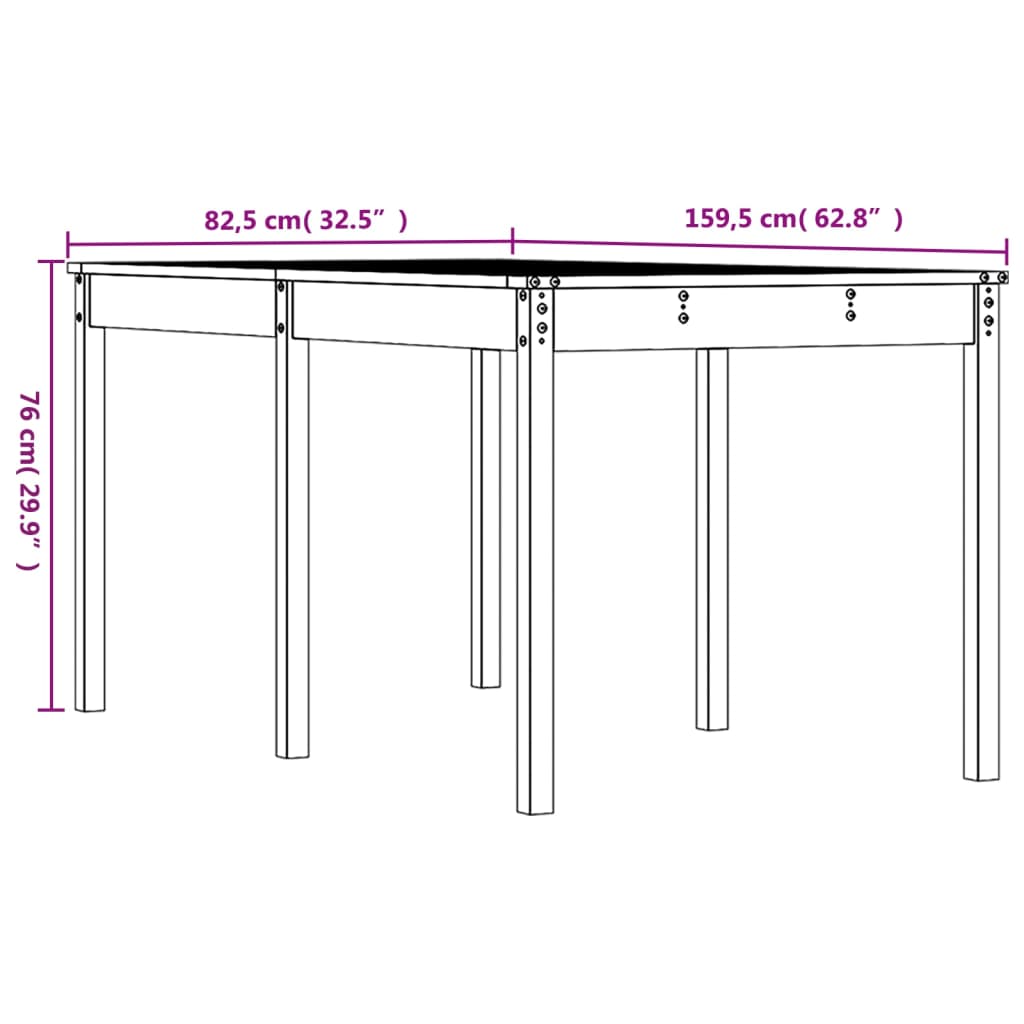 Gartentisch Weiß 159,5x82,5x76 cm Massivholz Kiefer