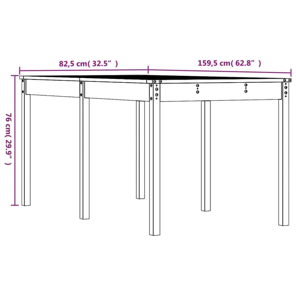 Gartentisch 159,5x82,5x76 cm Massivholz Douglasie