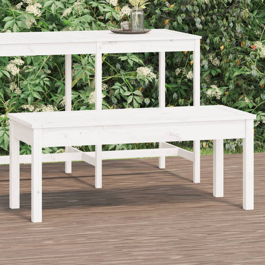 Gartenbank Weiß 109x44x45 cm Massivholz Kiefer