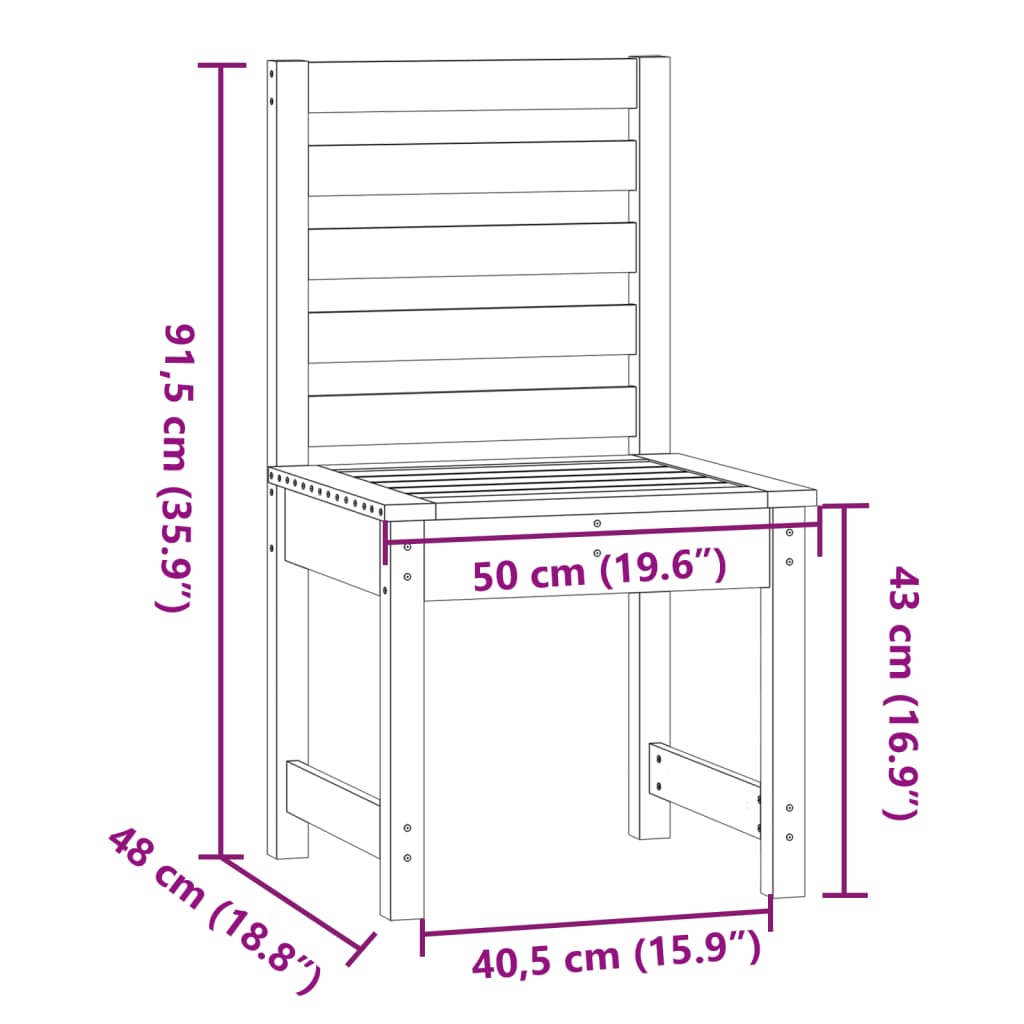 Havestole 2 stk 50x48x91,5 cm massivt fyrretræ