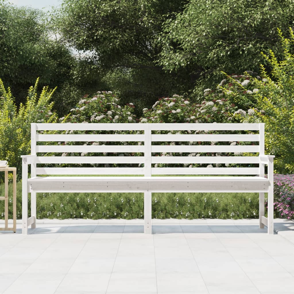Gartenbank Weiß 203,5x48x91,5 cm Massivholz Kiefer
