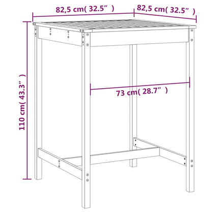 Gartentisch Honigbraun 82,5x82,5x110 cm Massivholz Kiefer