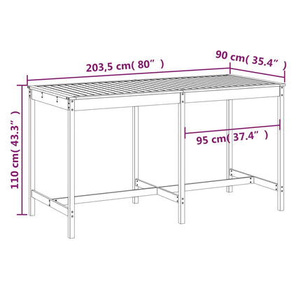 Gartentisch Grau 203,5x90x110 cm Massivholz Kiefer