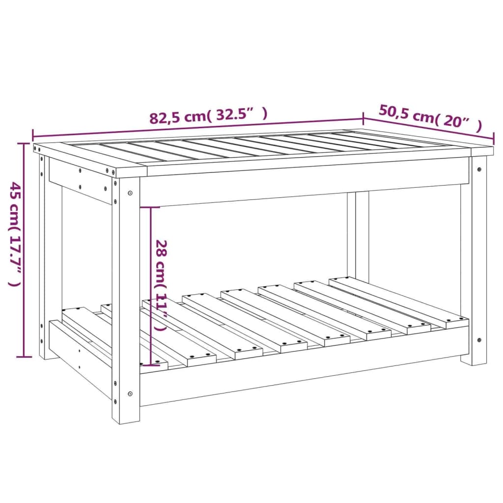 Havebord Hvid 82,5x50,5x45 cm Massiv Fyrretræ