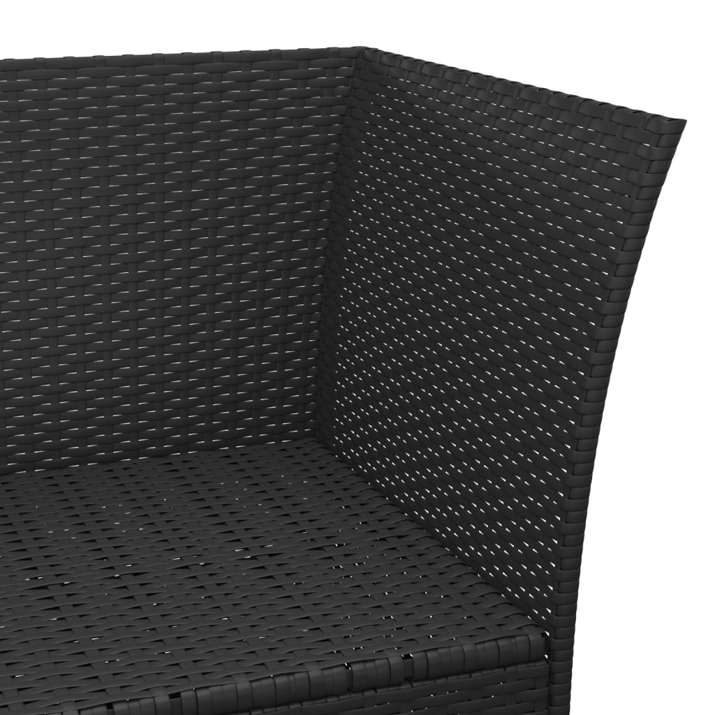 4-tlg. Garten-Lounge-Set mit Kissen Schwarz Poly Rattan