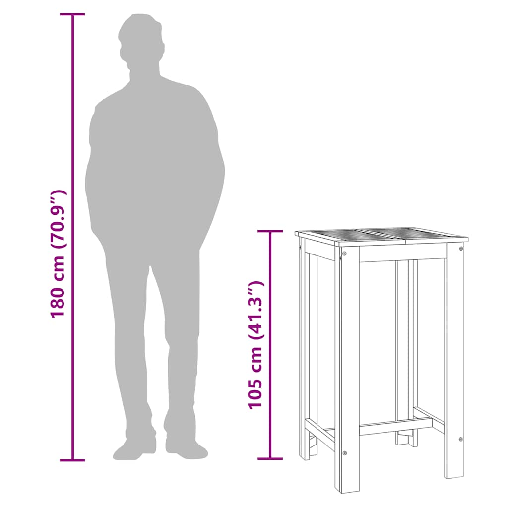 Garten-Bartisch 60x60x105 cm Massivholz Akazie