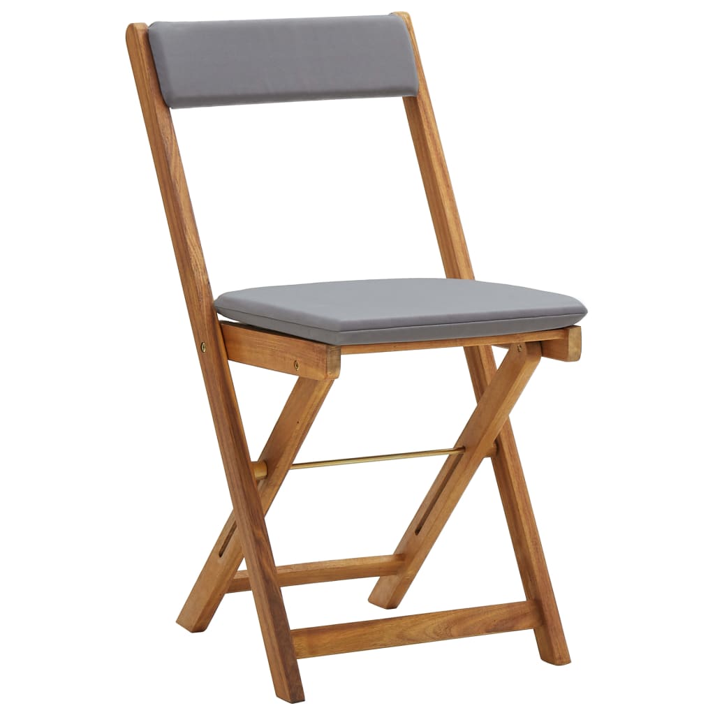 3-tlg. Bistro-Set Klappbar mit Kissen Massivholz Akazie