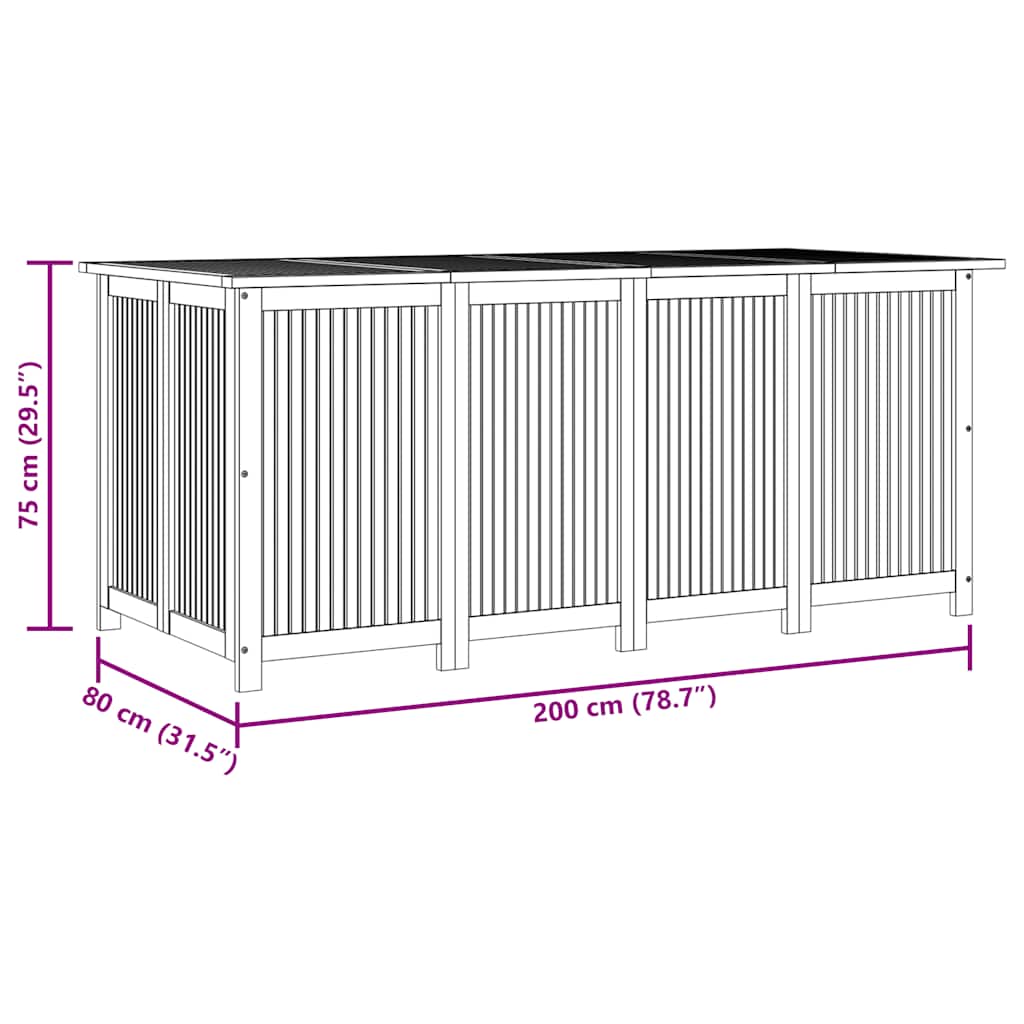 Gartenbox 200x80x75 cm Massivholz Akazie