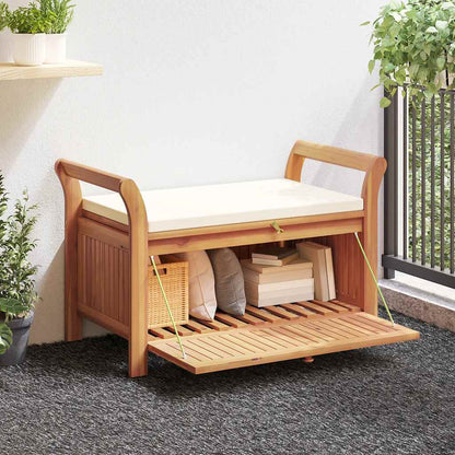 Garten-Truhenbank mit Kissen 91 cm Massivholz Akazie